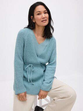 NWT Eileen Fisher SEAFOAM Peruvian Cotton Cloud V-Neck Cardigan